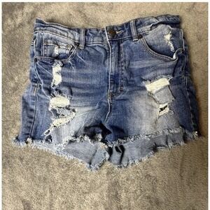 Tokyo Darling Super‎ High Waist Shorty Shorts Women's Size 4 Distressed Denim
